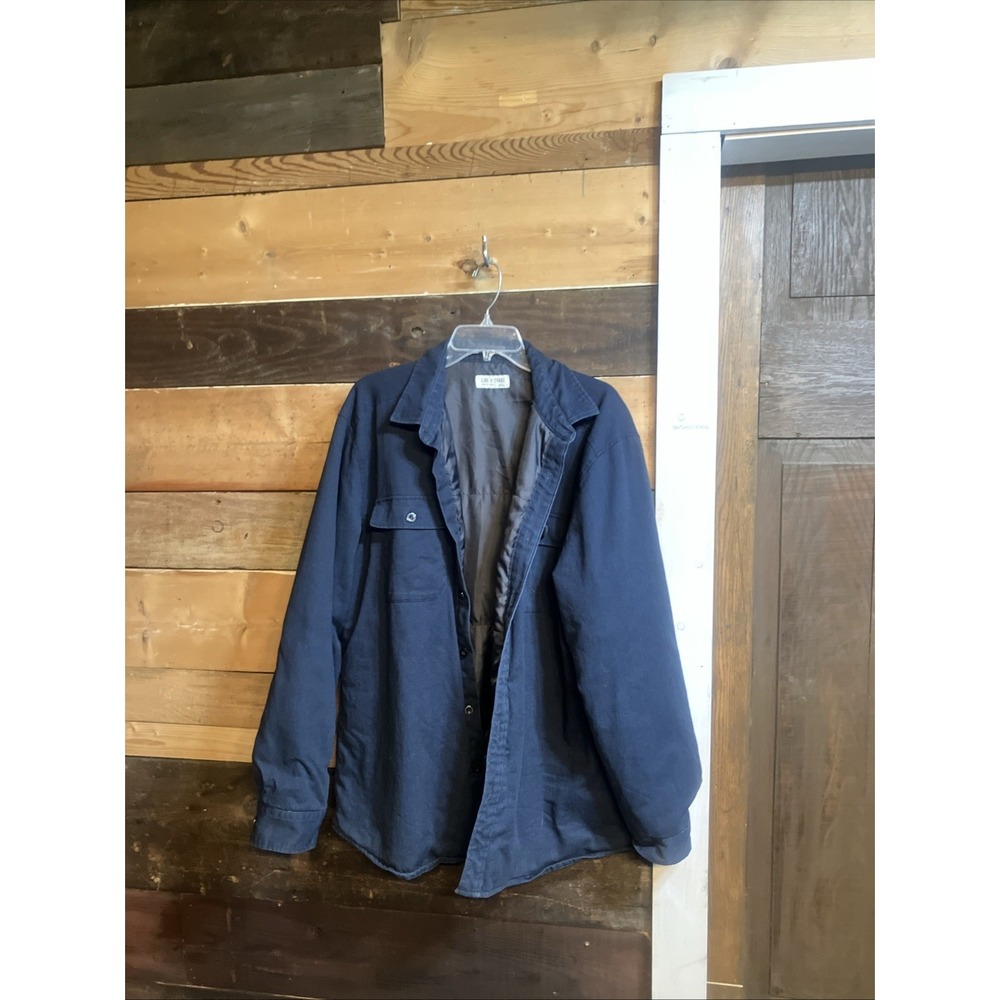 Line Of Trade Jacket Mens 2XL Blue Insulated Lined Shirt Shacket Button Up Work